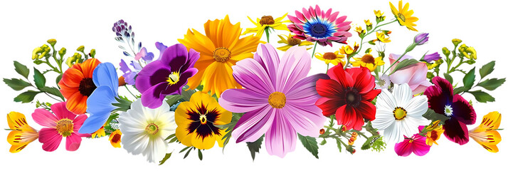 Canvas Print - A Vibrant Bouquet of Flowers with a Transparent Background