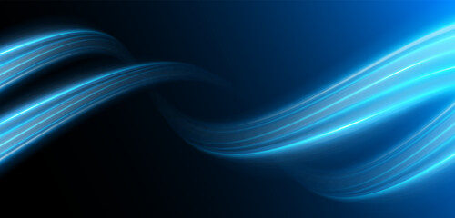 Wall Mural - futuristic wavy lines. high speed light. blue curved lines. science technology and innovation vector