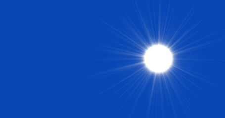 Wall Mural - Sun in the blue sky. Seamlessly looped bright sun isolated on blue chroma key