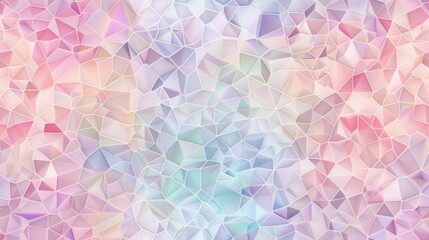 Wall Mural - The image features a colorful, abstract geometric pattern with pink, white, and blue colors. The pattern is made up of small, interlocking triangles, creating a textured and dynamic effect. The colors