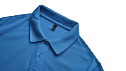 Blue polo shirt mockup on transparent background