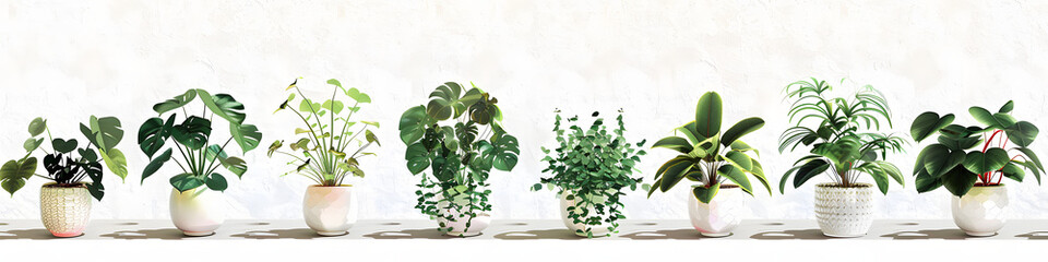 Indoor houseplant illustration png cut out element set