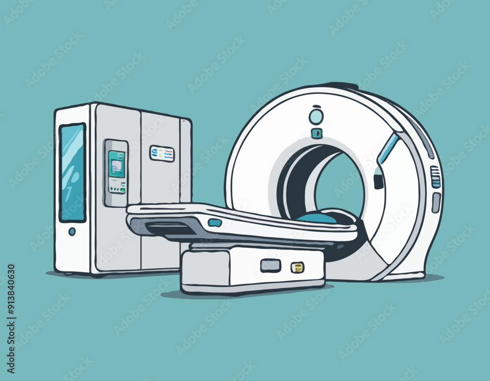 CT scanner or MRI scanner clipart cartoon style. Computed tomography ...