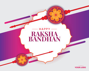 Wall Mural - Happy Raksha Bandhan Festive Banner with Decorative Rakhi and Vibrant Colors