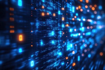 Big data stream flowing through cyberspace with binary code