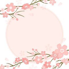 Poster - Pink PNG floral border Japanese cherry blossom