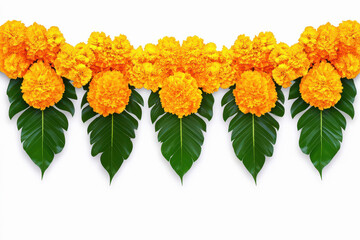 Wall Mural - marigold flowers and mango leaves toran design door hanging