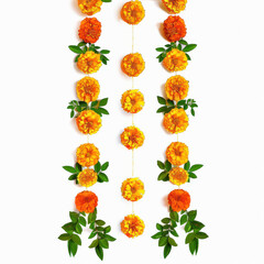 Wall Mural - marigold flowers toran door hanging flowers design on white background