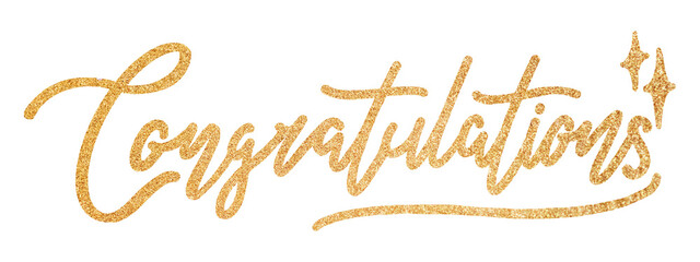 Sticker - Congratulations png word, gold glittery calligraphy digital sticker in transparent background