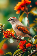 Poster - A small bird sitting on top of a tree branch