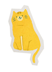 Wall Mural - yellow cat png pet sticker, paper cut on transparent background