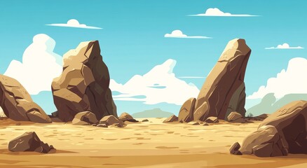 Poster - Rock cliff mountains in a western desert landscape