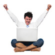 © Rawpixel.com - Businessman png cheering with laptop sticker, hiring, job, employment image, transparent background