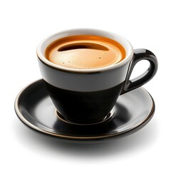 Poster - Steaming Espresso Cup Isolated on White Background Coffee Concept with Copy Space