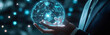© FU - Businessman Holding a Digital Glowing Sphere with Futuristic Data