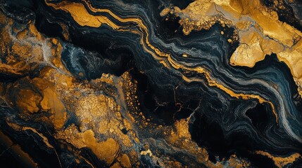  Abstract Swirling Black and Gold Marble Texture