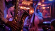 © Premreuthai - A vibrant jazz club scene featuring a saxophone player under warm, atmospheric lighting, creating a lively musical ambiance.