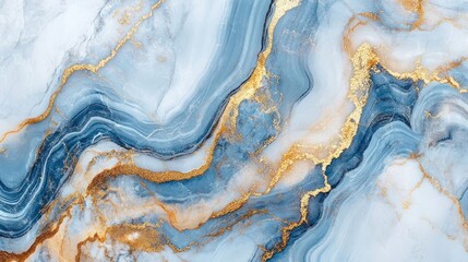 Poster - Abstract Blue and Gold Swirling Marble Pattern