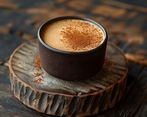 Poster - Rustic Cappuccino with Dusting of Cocoa Powder in Cozy Caf Setting