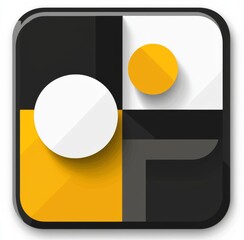 Wall Mural - Modern abstract flat design logo with geometric shapes in black, white, and yellow