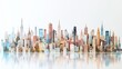 © Kunut - Miniature Manhattan: A whimsical cityscape with miniature skyscrapers, capturing the essence of New York City's architectural grandeur against a clean, white backdrop. The vibrant colors and intricate