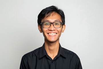 Wall Mural - Smiling man portrait in a black shirt