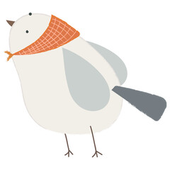 Sticker - Cute bird wearing a scarf transparent png