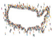 © Siberian Art - People crowd standing in shape of usa county with empty blank space inside vector illustration. Nation and patriotism concept