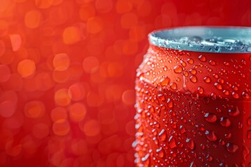 Wall Mural - Red aluminum can with drink