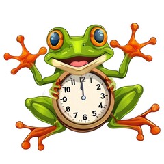 Wall Mural - Frog Time element fantasy cartoon isolated whitebackground 16:9