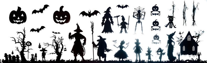 Wall Mural - Collection of halloween silhouettes