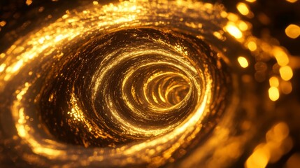 Aufkleber - Glowing 3D golden vortex with dynamic swirls, emphasizing luxury and energy.