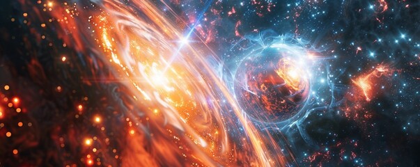 Wall Mural - Gravitational pull of a neutron star warping spacetime, 4K hyperrealistic photo