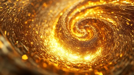 Aufkleber - Glowing 3D golden vortex with intricate, shimmering spirals, symbolizing luxurious movement.