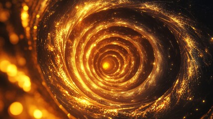 Aufkleber - Glowing 3D golden vortex with intricate, shimmering spirals, symbolizing luxurious movement.