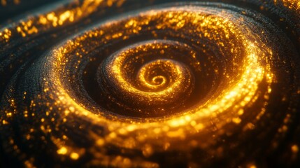 Aufkleber - Glowing 3D golden vortex with intricate spirals, creating a sense of movement and richness.