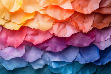 Poster - Artistic depiction of layered wax paper in vibrant colors, creating a mosaic-like abstract pattern,