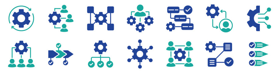 workflow, hierarchy, mechanism  icon set, Containing hierarchy, mechanism, manager, collaboration, organization, activity, operation, procedure, planning, process, system arrow, productivity, progress