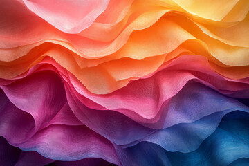Poster - Artistic illustration of wax paper in vibrant hues, cut into intricate patterns and layered for a textured effect,