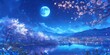 © Da - Starlit Lakeside Serenity: Enchanting Anime-Inspired 4K Digital Wallpaper Blending Japanese Animation Style with Magical Night Landscape. Atmospheric Concept Art for Book Illustrations, Video Game Bac