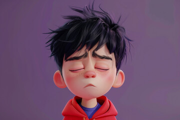 Wall Mural - ai generated digital 3d image in cartoon style of funny cute small boy