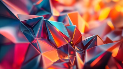 Leinwandbilder - Lively 3D design with vibrant, moving polygonal shapes and a dynamic background.