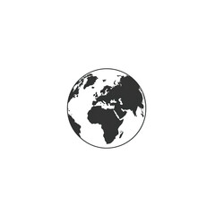 black and white silhouette of earth with a focus on europe and africa, generative ai image