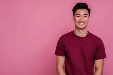 Wall Mural - Smiling Man in a Red T-Shirt