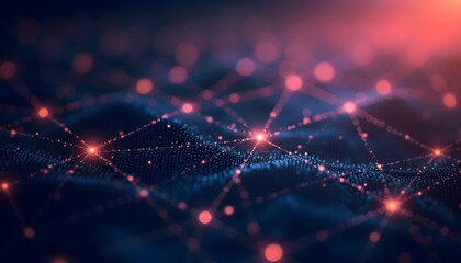 Futuristic Network Technology Background, Lines Illustration of Computer Tech Design, Modern Blurred Background