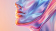 © EEKONG - Shimmering Iridescent Abstract Figure with Copy Space Wall