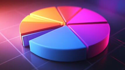 Aufkleber - Radiant 3D pie chart with luminous segments, illustrating financial statistics dynamically.