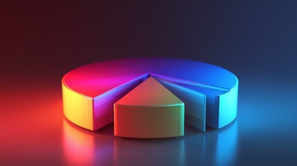 Aufkleber - Radiant 3D pie chart with luminous segments, illustrating financial statistics dynamically.