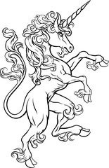 Wall Mural - Unicorn Horse Crest Rampant Heraldic Coat of Arms