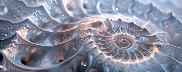 Wall Mural - Fractal pattern resembling a nautilus shell, 4K hyperrealistic photo